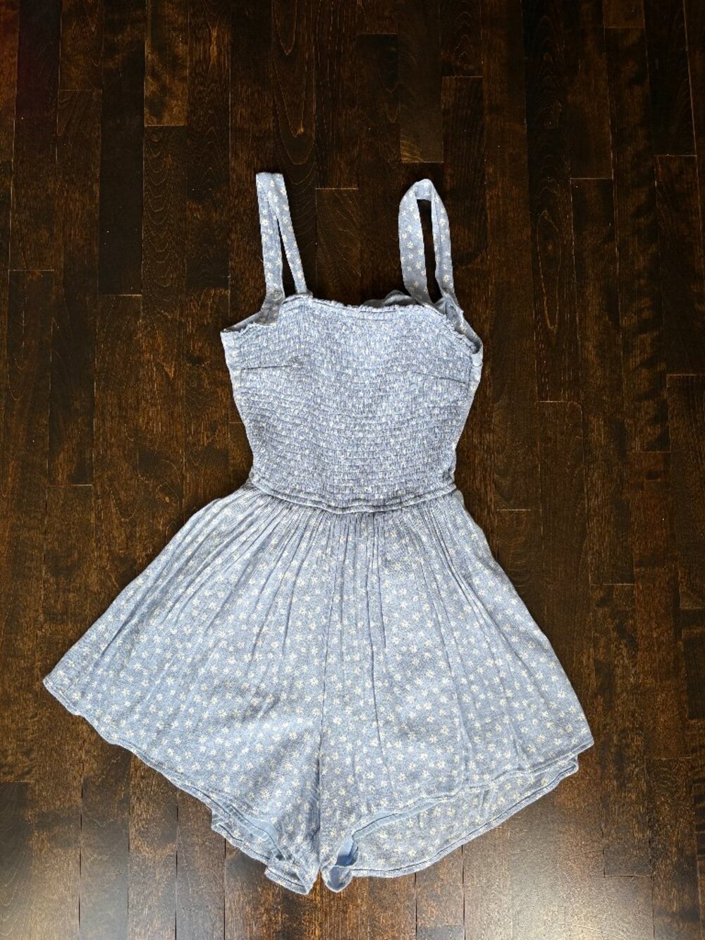 Blue with white flower romper
